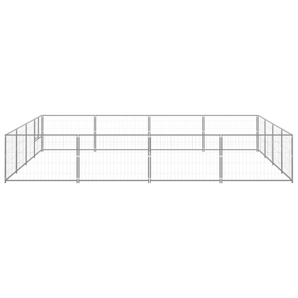 vidaXL Kojec dla psa, srebrny, 16 m&sup2;, stalowy