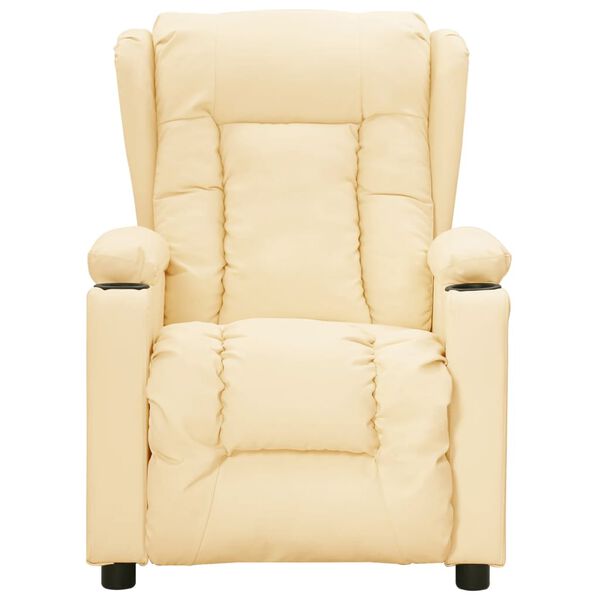 vidaXL Elektryczny fotel rozkładany, kremowy, obity sztuczną sk&oacute;rą