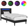 vidaXL Ramka ł&oacute;żka z paskami LED Czarny 90 x 190 cm Ekosk&oacute;ra