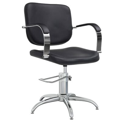 vidaXL Krzesło do salonu fryzjerskiego, czarne, obite sztuczną skórą