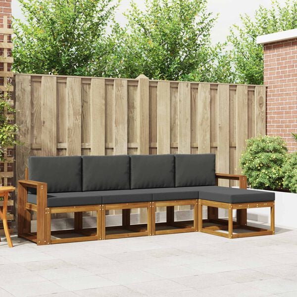 vidaXL Zestaw sof na zewnątrz z poduszką 5 pcs Naturalny i Antracytowy