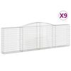 vidaXL Kosze gabionowe, 9 szt, 400x30x120/140 cm, galwanizowane żelazo