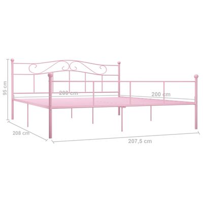 vidaXL Rama łóżka, różowa, metalowa, 200 x 200 cm