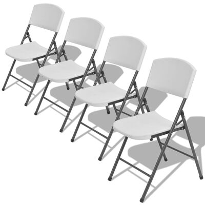 vidaXL Składane krzesła ogrodowe, 4 szt., stal i HDPE, białe