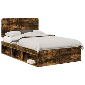 vidaXL Ramka ł&oacute;żka Dąb wędzony 120 x 200 cm Lite drewno sosnowe