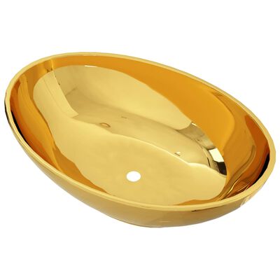 vidaXL Umywalka, 40 x 33 x 13,5 cm, ceramiczna, złota