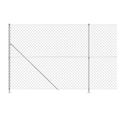 vidaXL Ogrodzenie z siatki ze stopami słupków, srebrne, 2,2x25 m