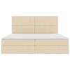vidaXL Ł&oacute;żko z miejscem na przechowywanie i LED Kremowy 200 x 200 cm