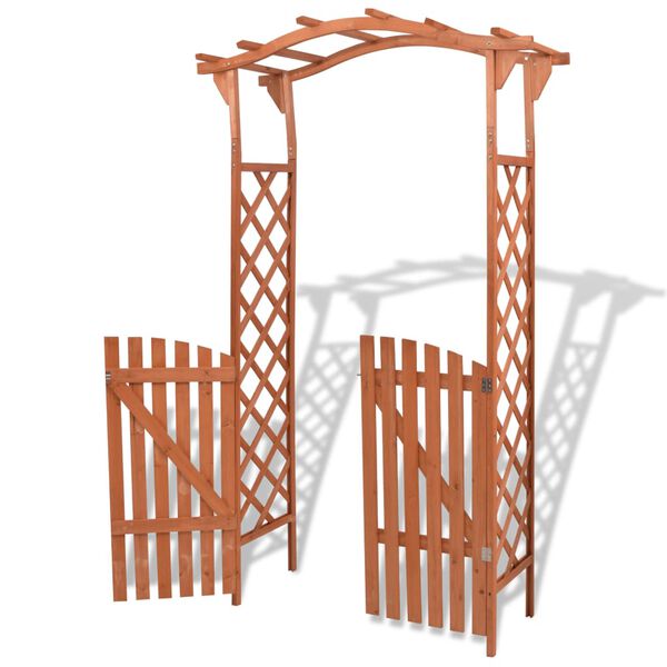 vidaXL Pergola ogrodowa z bramką, lite drewno, 120 x 60 x 205 cm