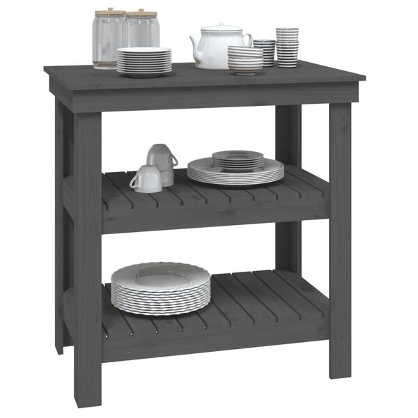 vidaXL Stolik roboczy, szary, 78,5x50x80 cm, lite drewno sosnowe