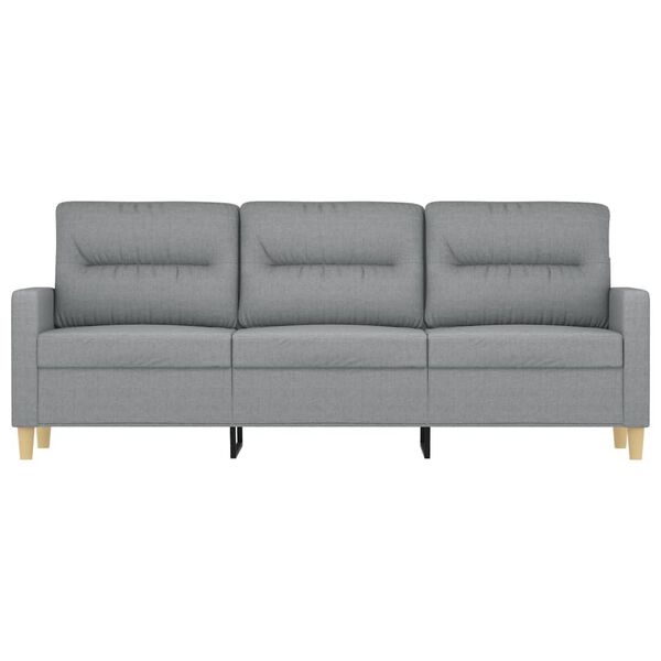 vidaXL Sofa 3-osobowa, jasnoszara, 180 cm, tapicerowana tkaniną