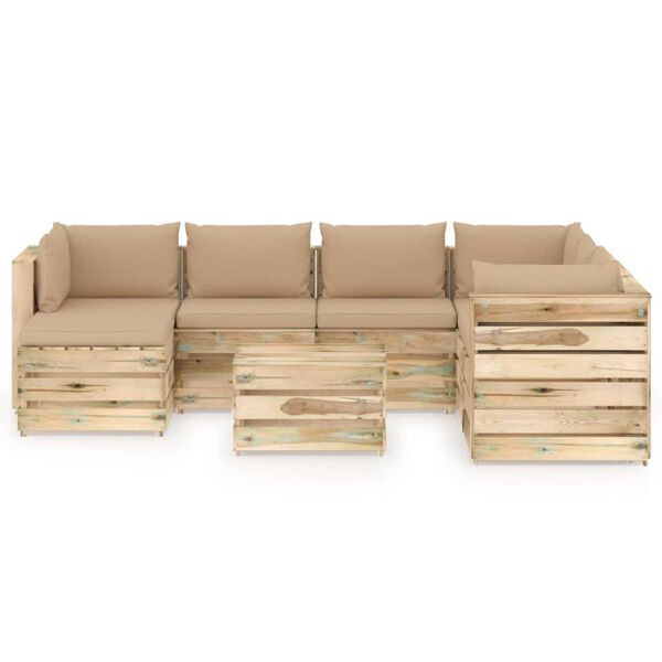 vidaXL 8-cz. zestaw wypoczynkowy do ogrodu, z poduszkami, drewniany