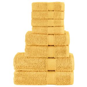 vidaXL 8-częściowy zestaw ręcznik&oacute;w premium SOLUND, złoty, 600 g/cm&sup2;