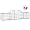vidaXL Kosze gabionowe, 3 szt, 200x30x40/60 cm, galwanizowane żelazo
