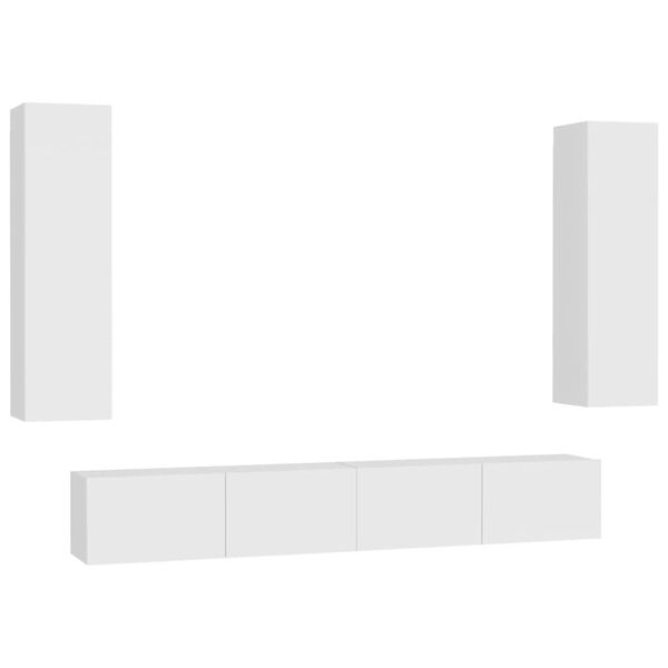 vidaXL 4-cz. zestaw szafek TV, biały, materiał drewnopochodny