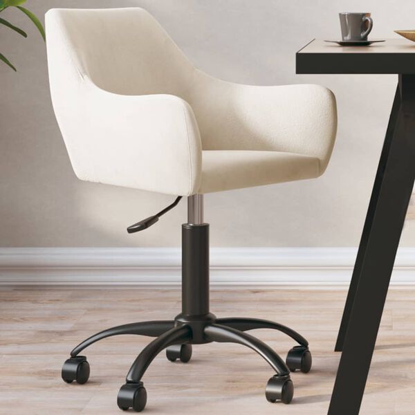 vidaXL Obrotowe krzesło stołowe, kremowe, obite aksamitem