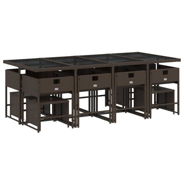 vidaXL 13-cz. zestaw mebli do ogrodu, poduszki, brązowy, rattan PE