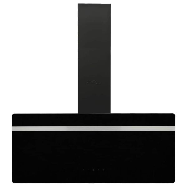 vidaXL Ścienny okap kuchenny, 90 cm, stal i hartowane szkło, czarny