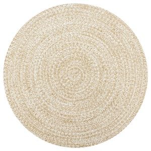 vidaXL Ręcznie wykonany dywanik, juta, biały i naturalny, 90 cm