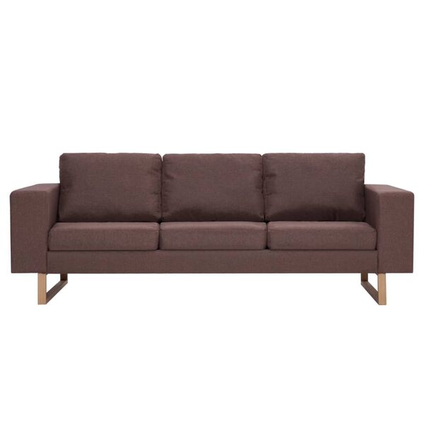 vidaXL 3-osobowa sofa tapicerowana tkaniną, brązowa