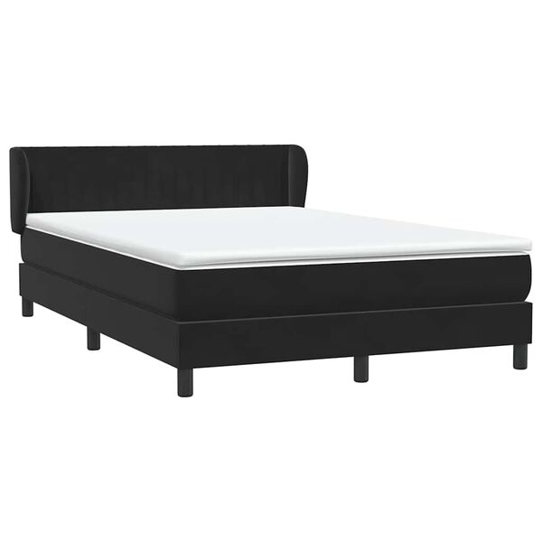 vidaXL Ł&oacute;żko typu Box Spring z materacem Czarny 160x220 cm Aksamit