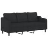 vidaXL Sofa 3-osobowa, czarna, 180 cm, tapicerowana tkaniną