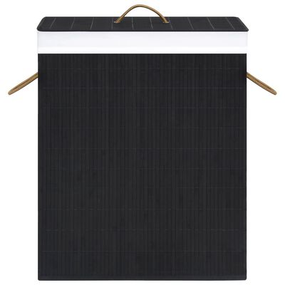 vidaXL Bambusowy kosz na pranie z pojedynczą przegrodą, czarny, 83 L