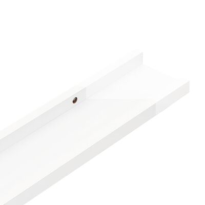 vidaXL Półki ścienne, 2 szt., wysoki połysk, białe, 100x9x3 cm