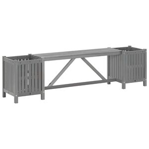 vidaXL Ławka ogrodowa z 2 donicami 150 cm, lite drewno akacjowe, szara