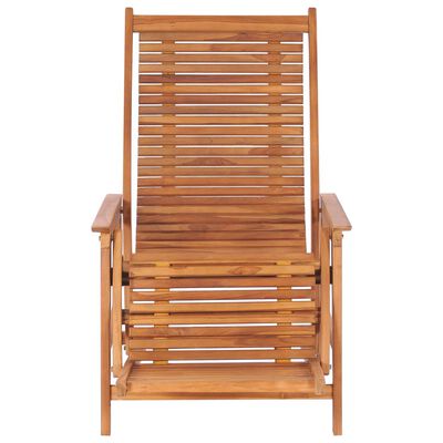 vidaXL Ogrodowe krzesło wypoczynkowe z podnóżkiem, lite drewno tekowe
