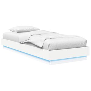 vidaXL Ł&oacute;żko z ramą z LED Biały 80 x 200 cm Drewno inżynieryjne