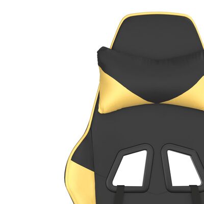 vidaXL Masujący fotel gamingowy z podnóżkiem, czarno-złoty