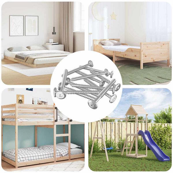 vidaXL Wkręty Drewniane 1350 pcs Srebrny Stal