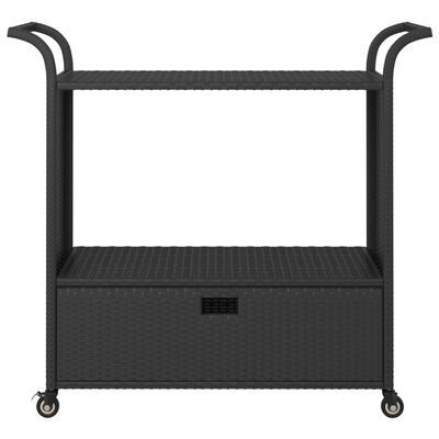 vidaXL Wózek barowy z szufladą, czarny, 100x45x97 cm, polirattan