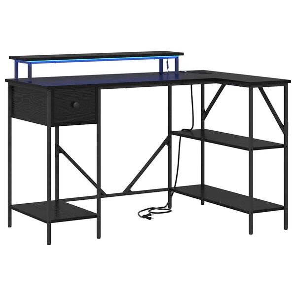 vidaXL Biurko Czarny Dąb 120 x 79 x 86,5 cm Materiał drewnopochodny