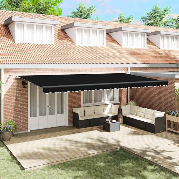 vidaXL Tkanina Zadaszenia z Czarny 600 &times; 300 cm Poliester