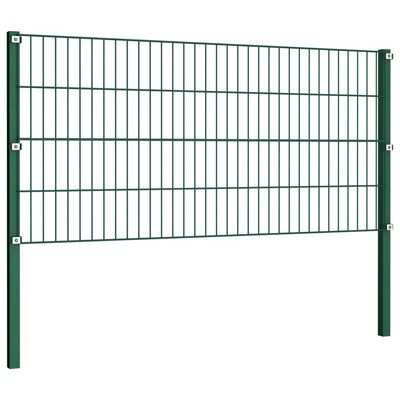 vidaXL Panel ogrodzeniowy ze słupkami, żelazny, 5,1 x 0,8 m, zielony