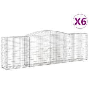 vidaXL Kosze gabionowe, 6 szt, 400x50x120/140 cm, galwanizowane żelazo