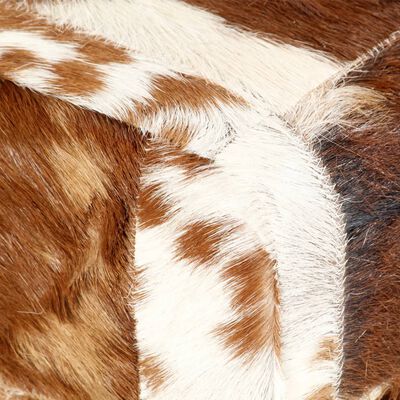 vidaXL Ławka 110 cm, brązowa, patchworkowa, prawdziwa kozia skóra