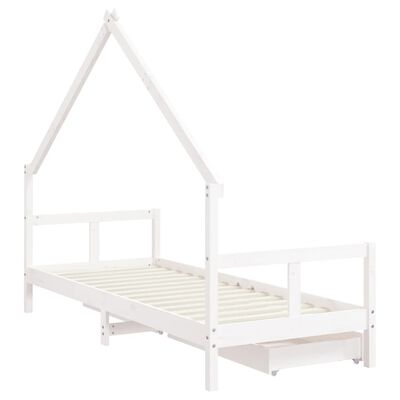 vidaXL Rama łóżka dziecięcego z szufladami, biała, 80x200 cm, sosnowa