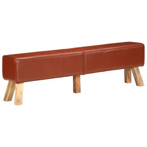 vidaXL Ławeczka gimnastyczna, brązowa, 160 cm, sk&oacute;ra naturalna