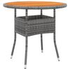 vidaXL Stolik ogrodowy, &Oslash;80x75 cm, drewno akacjowe i rattan PE, szary