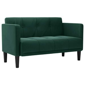 vidaXL Sofa dwuosobowa Ciemnozielona 111 cm Aksamit