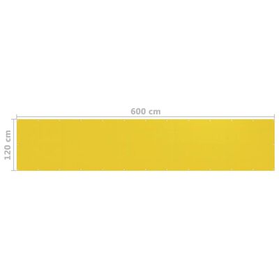 vidaXL Parawan balkonowy, żółty, 120x600 cm, HDPE