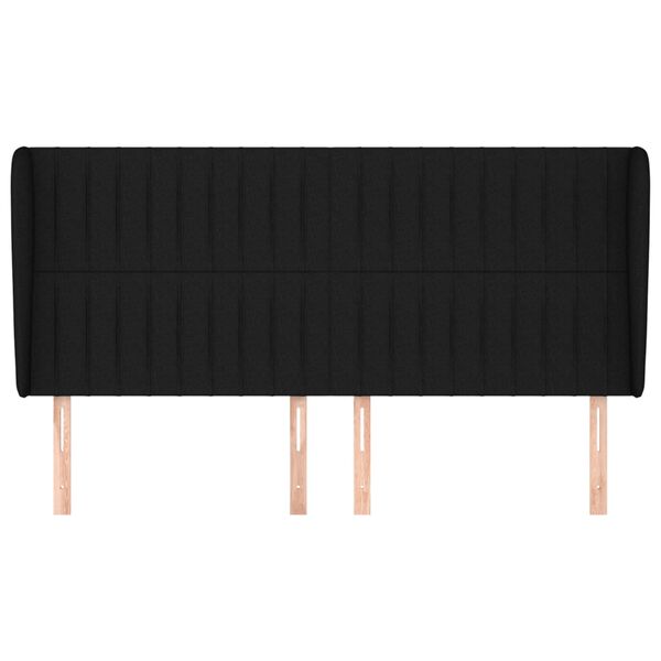 vidaXL Zagłówek uszak, czarny, 203x23x118/128 cm, tkanina