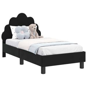 vidaXL Stelaż ł&oacute;żka dla malucha z oparciem Czarny 70 x 140 cm Welur