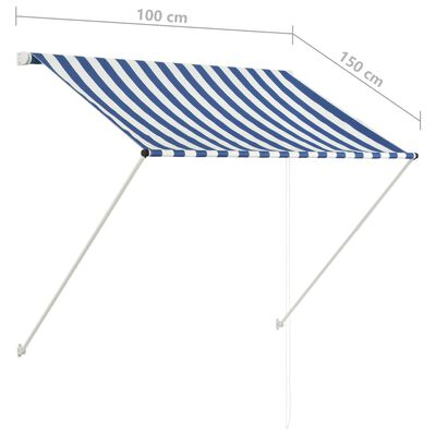 vidaXL Markiza zwijana, 100 x 150 cm, biało-niebieska