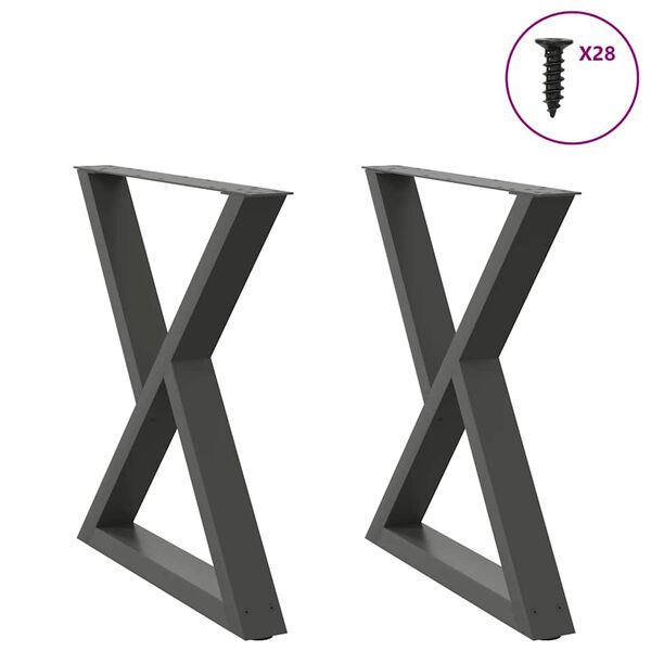 vidaXL Nogi do stołu jadalnego 2 szt. Antracyt 70x(72-73,3) cm Stal