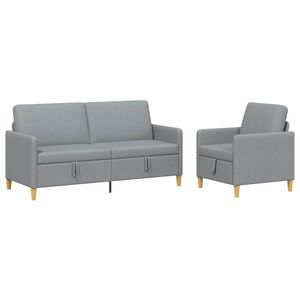 vidaXL Zestaw Sof z Przechowalnią 2 pcs jasnoszary Poliester
