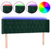vidaXL Zagł&oacute;wek do ł&oacute;żka z LED, ciemnozielony, 163x16x78/88cm, aksamit